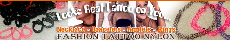 Tattoo Nylon Necklace, Bracelets, armlets, anglets and rings collection